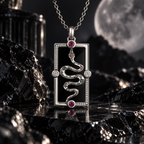 BLACK MIRROR — Sterling Silver Serpent Pendant