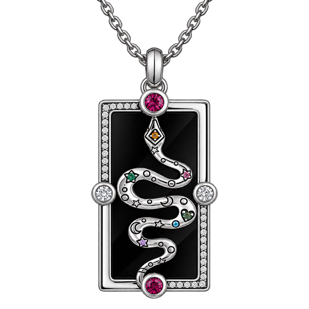 BLACK MIRROR — Sterling Silver Serpent Pendant