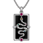 BLACK MIRROR — Sterling Silver Serpent Pendant