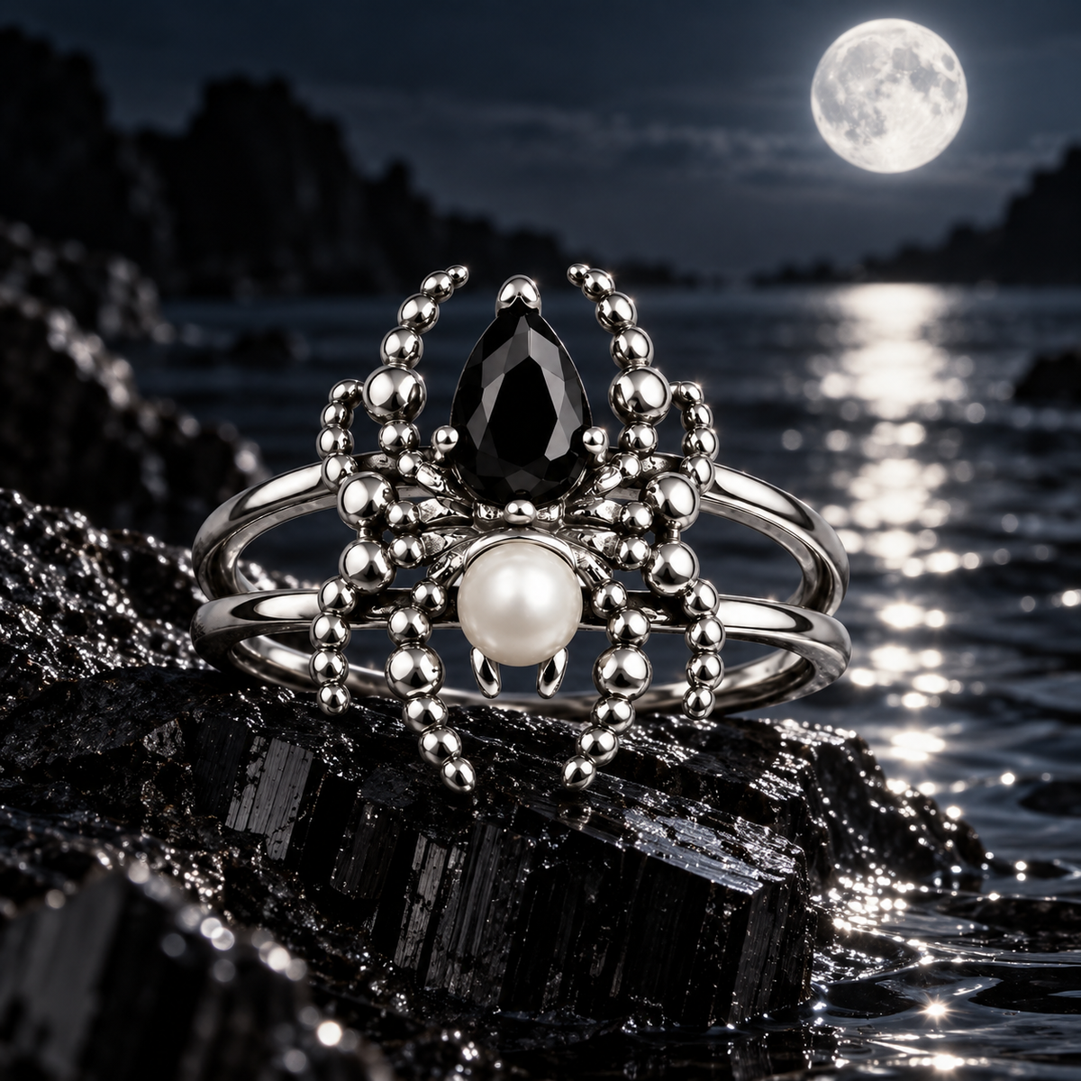 ARACHNE — moonlit square view of Noctara jewelry