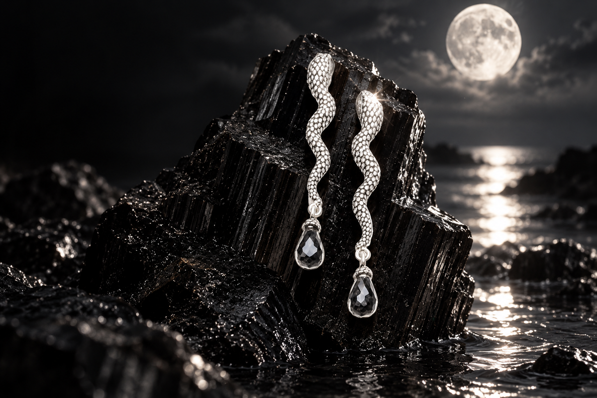 SERPENT FALL — moonlit hero view of Noctara jewelry